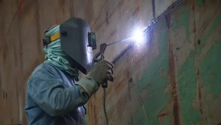 Welding Worker in Bangladesh Shipyard